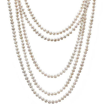 Fresh Water Pearl, 100 inch Long and Wrap around neck Necklace in 7/8 mm Round Pearls