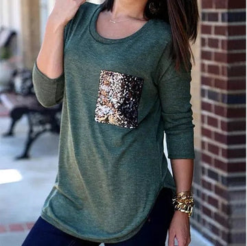 Queenie Tunic Top With Sequined Pocket
