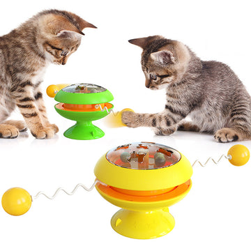 Spinning Gyro Shaped Cat Toy Treat Ball Kitten Food Dispenser