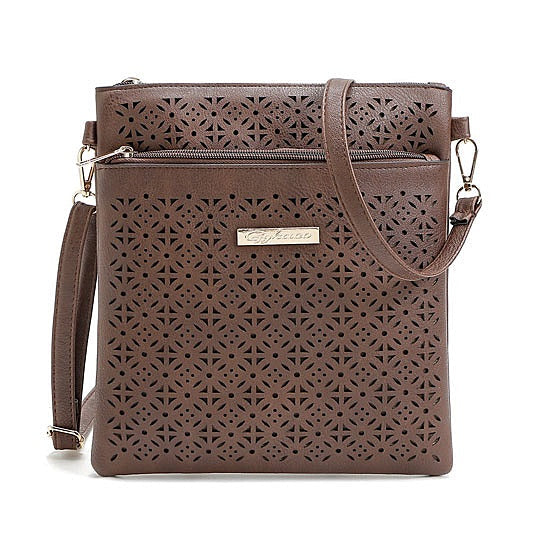 Classic Square Crossbody Bag with Floral Cutout Accent Vista Shops