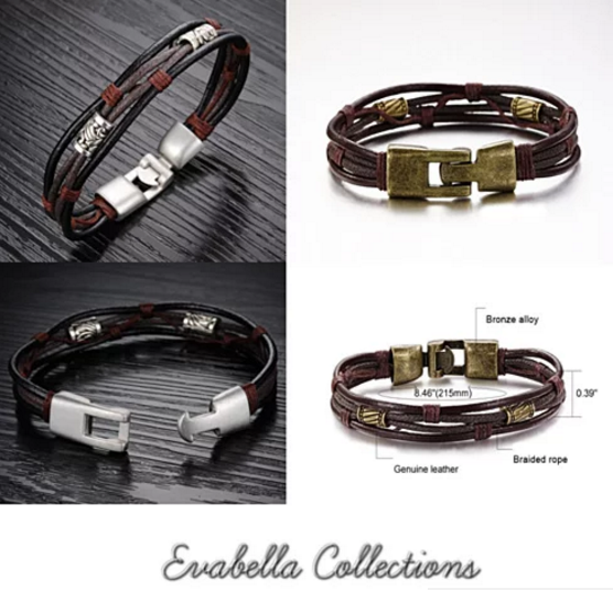 Gemini Twin Bracelets in Genuine Leather and Antique Metal Finish - VistaShops - 3