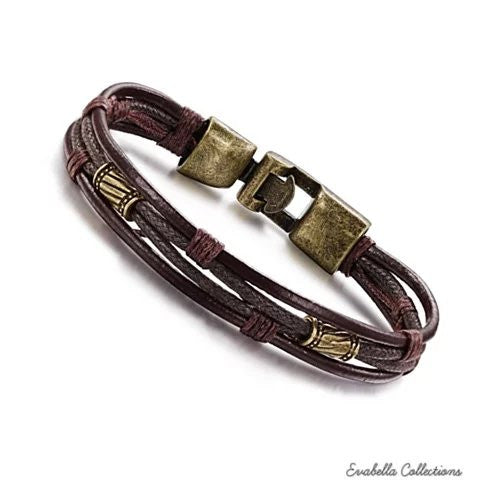 Gemini Twin Bracelets in Genuine Leather and Antique Metal Finish - VistaShops - 4
