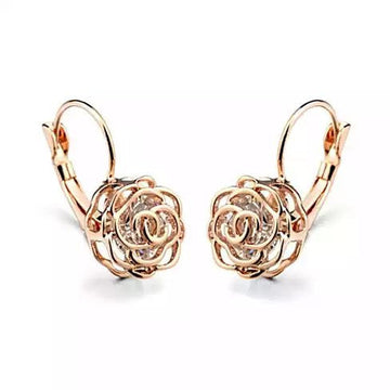 ROSE IS A ROSE 18kt Rose Crystal Earrings In White Yellow And Rose Gold Plating - VistaShops - 1