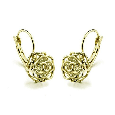 ROSE IS A ROSE 18kt Rose Crystal Earrings In White Yellow And Rose Gold Plating - VistaShops - 3