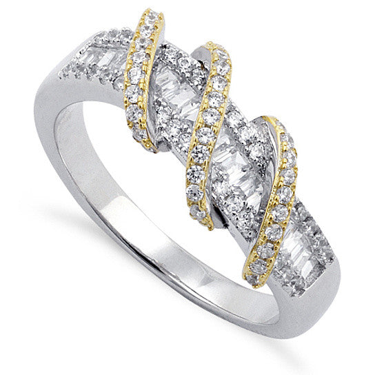 Prosper Platinum Ring With Golden Loops