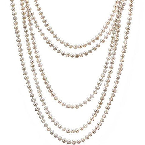 Fresh Water Pearl, 100 inch Long and Wrap around neck Necklace in 7/8 mm Round Pearls - VistaShops