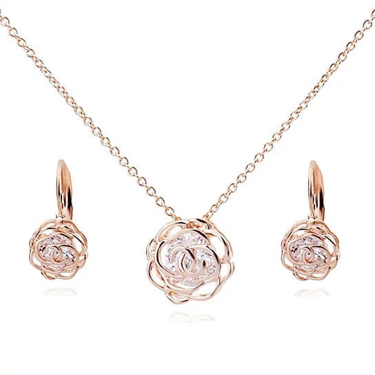Rose Is A Rose Pendant And Chain 18kt Rose With 2ct CZ Bonus Free Earrings In White Yellow And Rose Gold Field Vista Shops