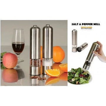 You and Me Salt & Pepper Mills With Electric Dispenser In Stainless Steel - VistaShops