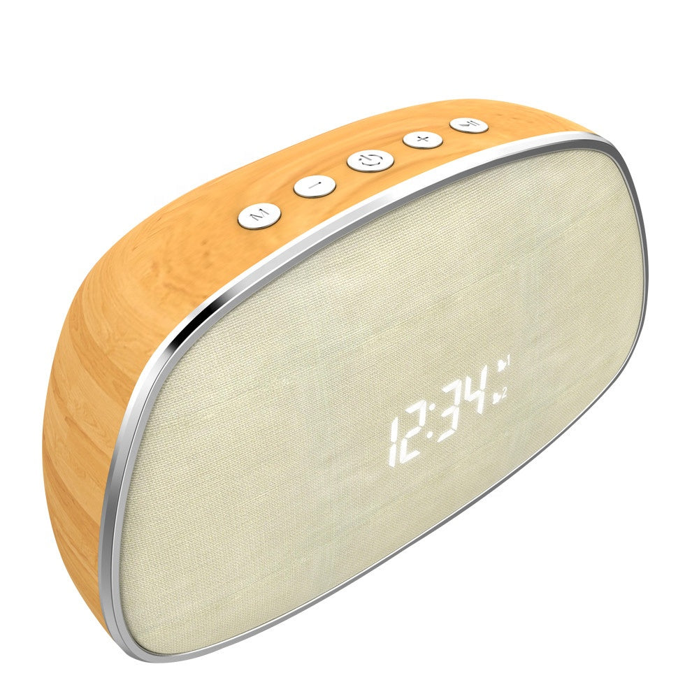 Waterprint Wood Speaker Double Alarm Clock Fm Radio Tws Speaker